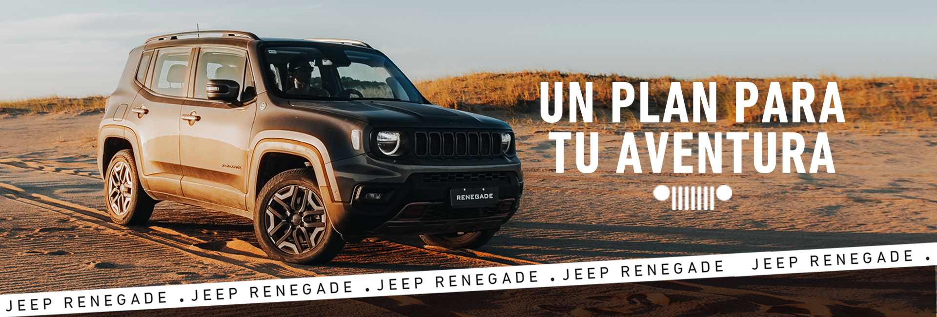 imagen de jeep renegade con titular de plan de ahorro que se encuentra debajo del header
