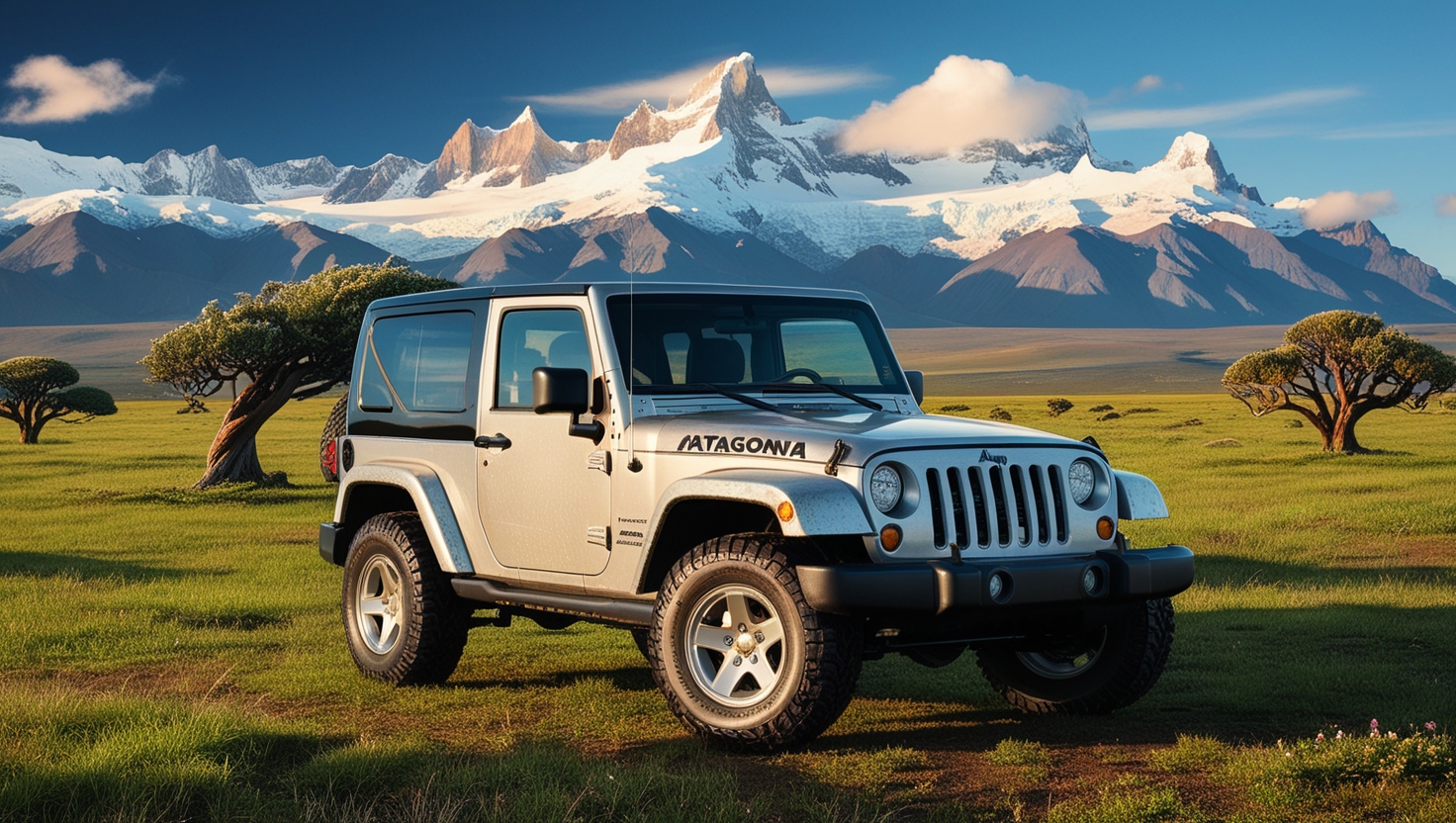 imagen de vehiculo jeep en la patagonia que se encuentra debajo del parrafo a la derecha